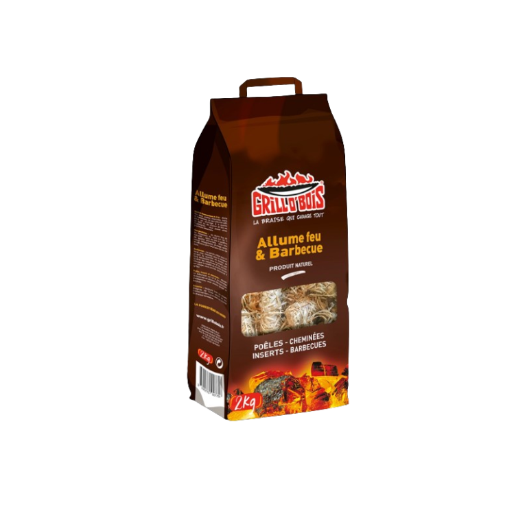 Sachet d&rsquo;allume-feu en laine de bois (2kg – 170 pièces)