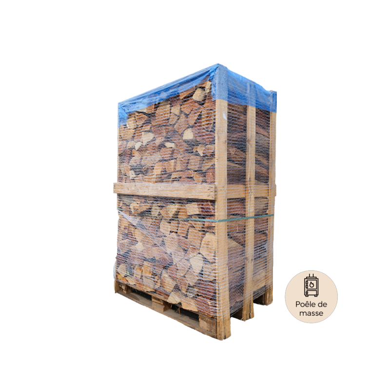 Palette de 2st 33cm de bois spécial poêle de masse – sec séchoirs – prêt à l’emploi – résineux/feuillus